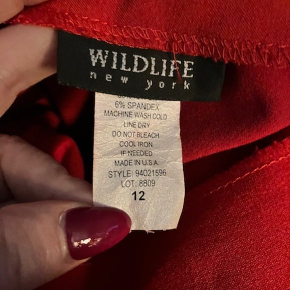 WILDLIFE NEW YORK - Size 12 - Red Flared Pants w/ Floral Embroidered Pattern - Picture 10 of 11